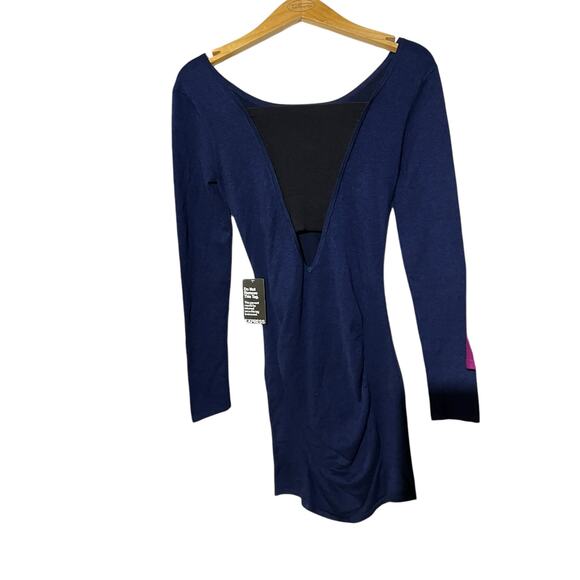 Express Navy Blue Long Sleeve Bodycon Dress Open Back Party Club NWT Size XS - Picture 8 of 8
